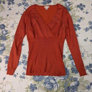 Burnt Orange Long sleeve with lace up detail